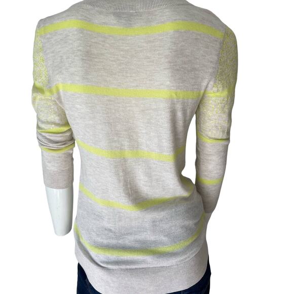 HALOGEN Sweater Womens Small Yellow Breton Stripe Sequins Pullover - Picture 2 of 10